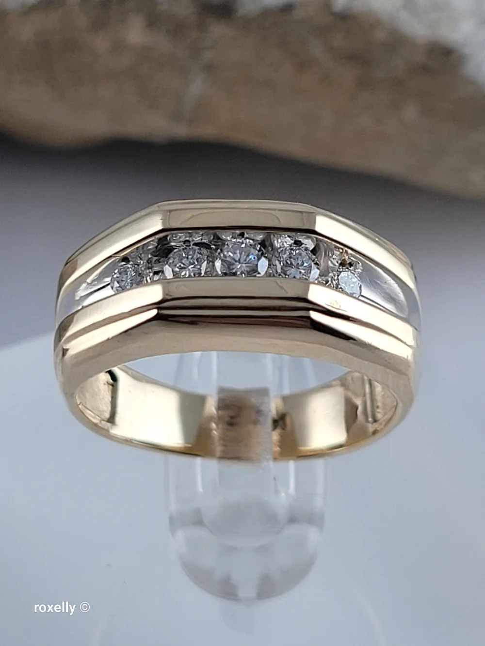 14K Yellow Gold Genuine Diamonds Band Ring Size 6.75, Solid Gold! 👌🎁